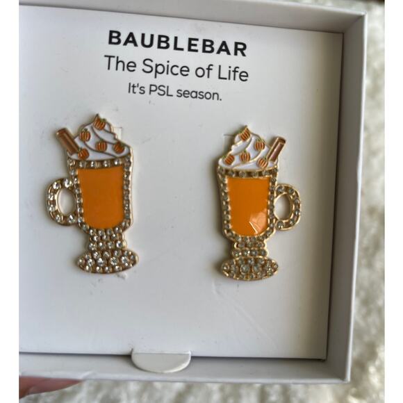 BaubleBar Womens Jewelry Pumpkin Spice Latte Earrings NEW in Box - Picture 2 of 8